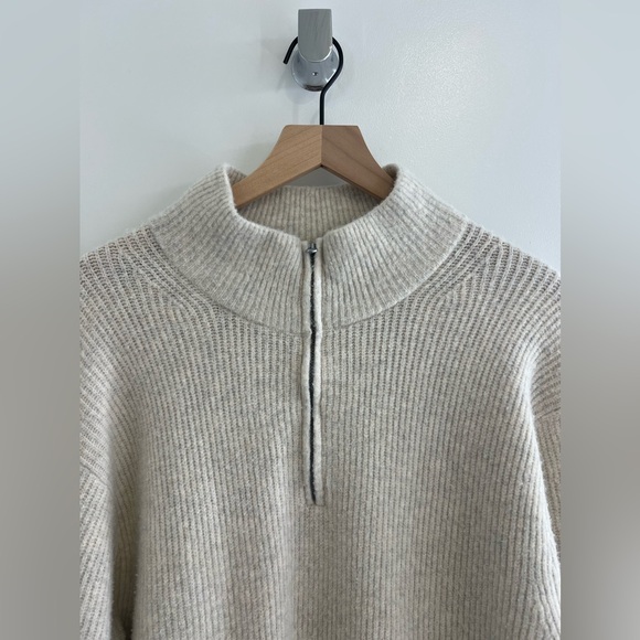 Men's Beige Half-Zip Sweater - Picture 2 of 8